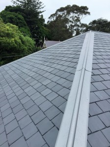 Zinc roll top ridge, slate roof Sydney